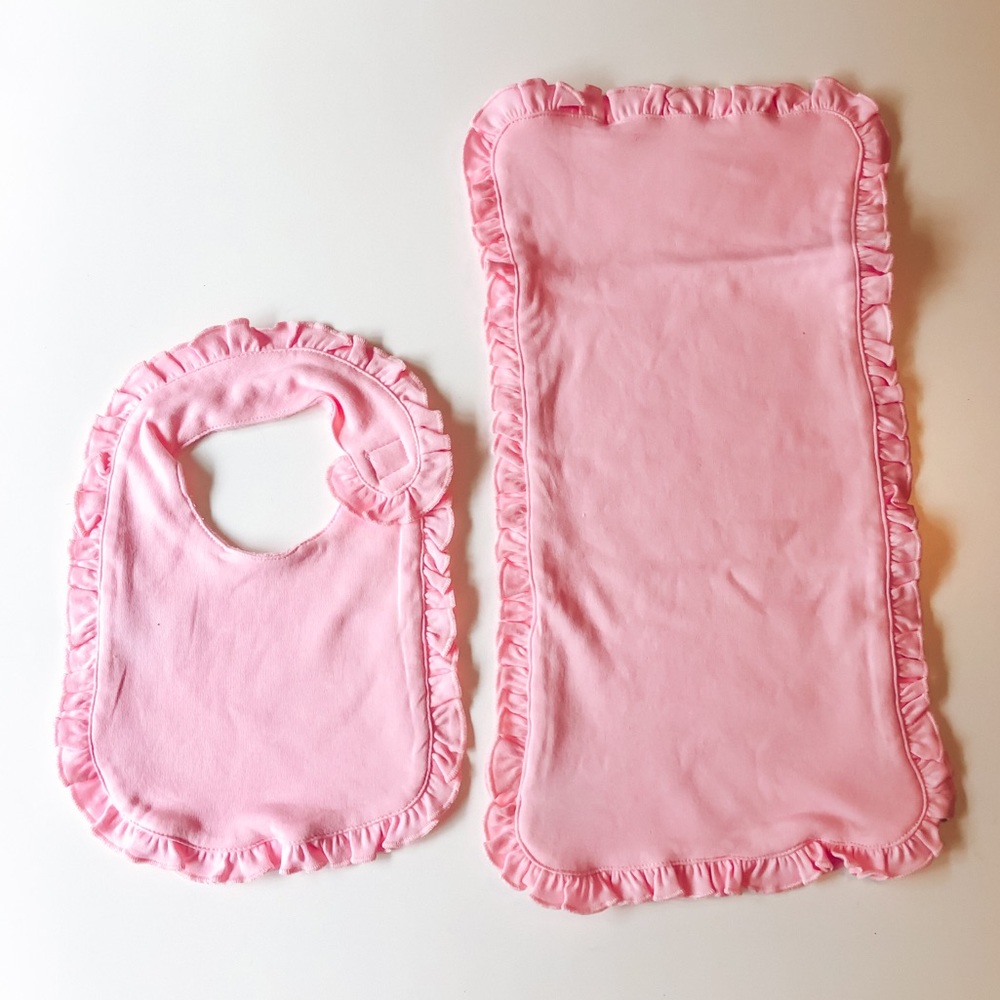 Pink Baby Bib and Baby Blanket